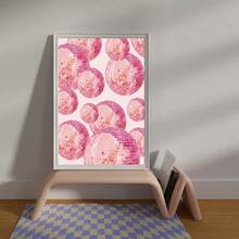 1 Stück festliche rosa Discokugel Leinwand Poster, Retro Ästhetik, Mode Geschenke und kreative Heimdekoration - ungerahmt, moderne Wandkunst für Wohnzimmer, Schlafzimmer, Bar