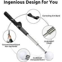 Retractable Swing Trainer, Grip Trainer Warm - Ups, Indoor Practice, Right - Handed Clubs, Accessories - Strength And Tempo Training Chip Shot - đen - Xem 5