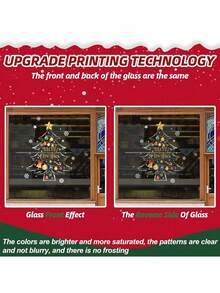 2pcs Christmas Tree Window Stickers, Snowflake Bell Ball Winter Christmas Stickers, Cartoon Merry Christmas Stickers, Or Party Glass DIY Supplies, Home Living Christmas, Christmas Window Stickers, Christmas Gifts, Suitable For Home, Bedroom, Office, Indoor, Outdoor And Dessert Shop Holiday Decoration, Christmas - Multicolor - View 7