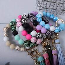 Bohemian Tassel Beaded Bracelet - Leopard Print  Unique Design, Suitable For Keys, Bags, Christmas Tree Decorations, Handmade Accessories, Fashion Wristbands, High-Quality Craftsmanship, DIY Accessories, Jewelry Making Kit - Perfect Gift Choice For Christmas, Birthdays, Graduations |   Simple And Elegant Design