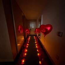 Gold "I LOVE YOU" Balloon Set, 32-Inch Red Heart Foil Balloon And Red Latex Balloons With Fake Rose Petals, Suitable For Birthday Party, Confession, Wedding, Birthday, Anniversary, Room Birthday Decoration Background Decor - Multicolor - View 5