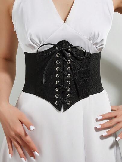 Lace-Up Cinched Waist Belt, Suitable For Pairing With Dresses