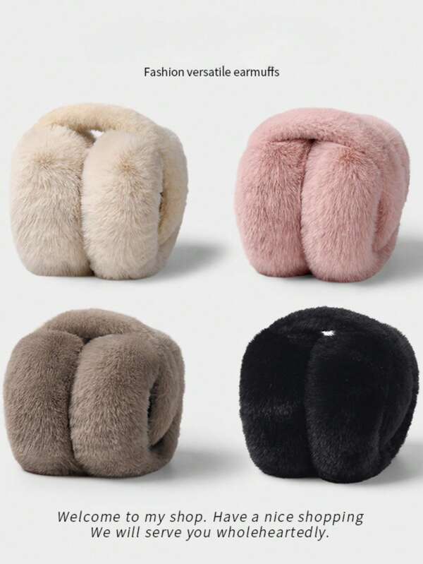 1pc Foldable Fluffy Ear Warmers, Cute & Fashionable, Suitable For Winter Use