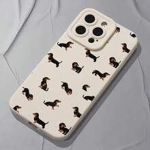 狗狗图案可爱腊肠犬彩绘乳白色天使眼全包防摔TPU手机保护壳，兼容苹果16、15、14、13、12、11 Pro Max，男女通用 - 彩色 - 查看 5