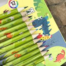 12 Stücke bunte Holzstifte, Cartoon Muster, Mehrfarbige Stifte zum Malen und Kritzeln, Kunstbedarf für Anfänger und Schule, bei Kindern beliebt