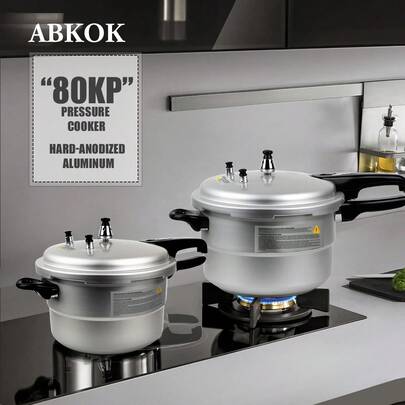 1 pieza Olla a presión de aluminio de gran capacidad de 7/9L, cocción rápida de estofados y asados, distribución uniforme del calor, multiusos, diseño anti-explosión, duradera, apta para uso doméstico y al aire libre