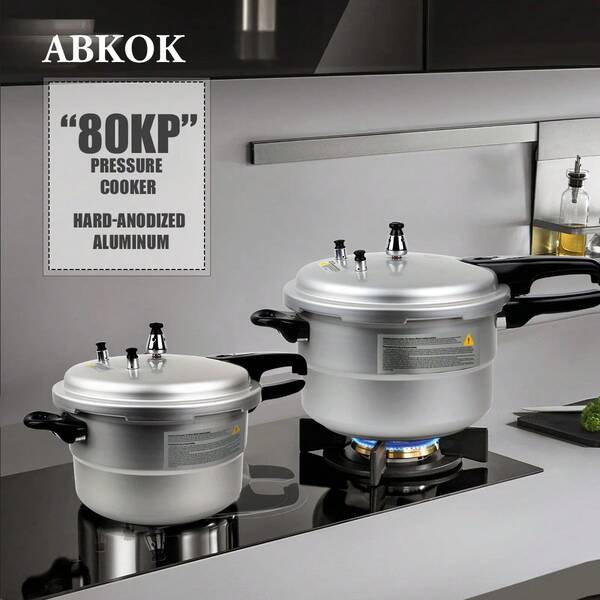 1pc Large Capacity 7/9L Aluminum Pressure Cooker, Fast Stewing & Braising, Quick Cooking, Even Heat Distribution, Multi-Purpose, Anti-Explosion Design, Durable, Suitable For Home Kitchen And Outdoor Use