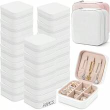 30 Piezas Caja de Almacenamiento de Joyería de Viaje Caja de Joyería para Mujeres Caja de Almacenamiento de Collares Caja de Regalo Portátil para Damas de Honor Puede Almacenar Anillos Pendientes Adecuada para Bodas y Viajes (Blanco 30 Piezas) - Blanco-30PCS - Ver 9