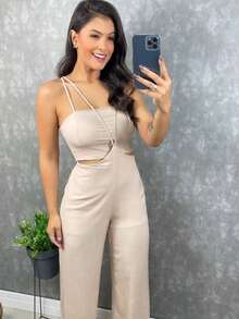 Jumpsuit Set - 베이지 - 보기 1