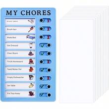 Tablero de Lista de Verificacin, Tabla de tareas para nios, Tabla de Tareas en Blanco, Tabla de Rutina Diaria Magntica de Borrado En, Tabla de Tareas con Cartulina Desmontable Azul - Azul - Ver 2