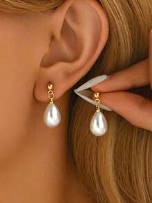 1 对 925 银 10 毫米珍珠吊坠耳环，粗钩女士耳环珠宝 - 耳環 - 查看 14