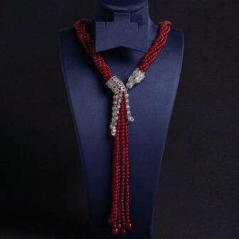 1pc /White, Fashionable/Elegant/Handmade Beaded, Dragon, Tassel Shaped, Women Necklace Jewelry, Suitable For Women/Autumn Winter/Holiday/Party Wear, Women Fashion Jewelry, Women Beaded Necklace, Halloween|Gift