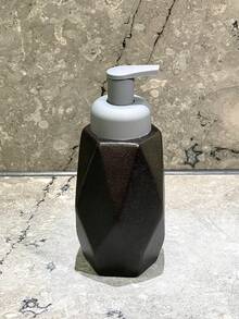 Dispensador de jabón cerámico geométrico, negro o blanco mate, diseño minimalista moderno, cabezal de bomba, adecuado para jabón de manos, jabón de platos, champú, loción corporal, uso en baño de hotel/hogar, botella vacía de alta gama rellenable