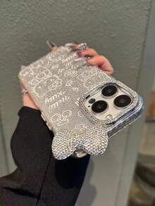 Sanrio 闪亮卡通猫咪手机壳 - 兼容苹果 17 Pro Max/16/15/14/13/12/11，新款蝴蝶结设计