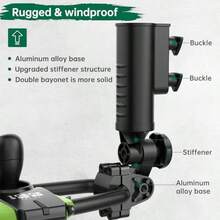 10L0L Heavy Duty Golf Push Cart Umbrella Holder Upgraded Aluminum Base 180 Degrees Adjustable Angle Golf Push Cart HolderUniversal For Stroller/Wheelchair/Bike - CarbonLeatherBlack - View 4