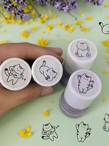 4 قطع طقم ختم قطة جميلة - تصميم قطة كرتونية ممتعة للختم على الأعمال اليدوية والتزيين والألبومات - مقاس واحد - مشاهدة 5