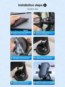 1pc 180° Rotatable Car Dashboard Air Vent Mount Holder, Black Car Phone Holder, Multifunctional Car Navigation Bracket - A - View 11
