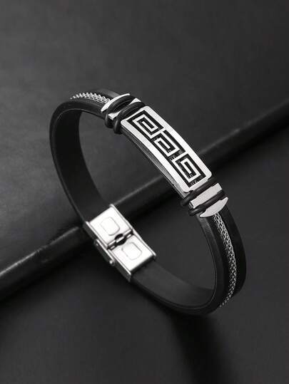 1 سوار من الفولاذ المقاوم للصدأ والسيليكون باللون الأسود، بتصميم صليب، نبضات القلب، جمجمة، مرساة، مناسب للارتداء اليومي وعيد الهالوين