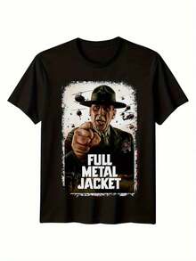 Camiseta vintage de película para hombres y mujeres - Camiseta gráfica Full Metal Jacket - Ropa de fan de película Kubrick - Camiseta de cine retro - Ropa casual suave para el día a día - Regalo para amantes de las películas clásicas - Ajuste cómodo durante todo el año, camiseta vintage, ajuste cómodo, tela transpirable, ropa unisex, patrón geométrico, material duradero, ropa para adultos, fans de Kubrick, estilo de streetwear, diseño retro, impresión duradera, camiseta de alta calidad, mercancía para fans, estética nostálgica, moda juvenil, entusiastas de la cultura pop - Negro - Ver 1