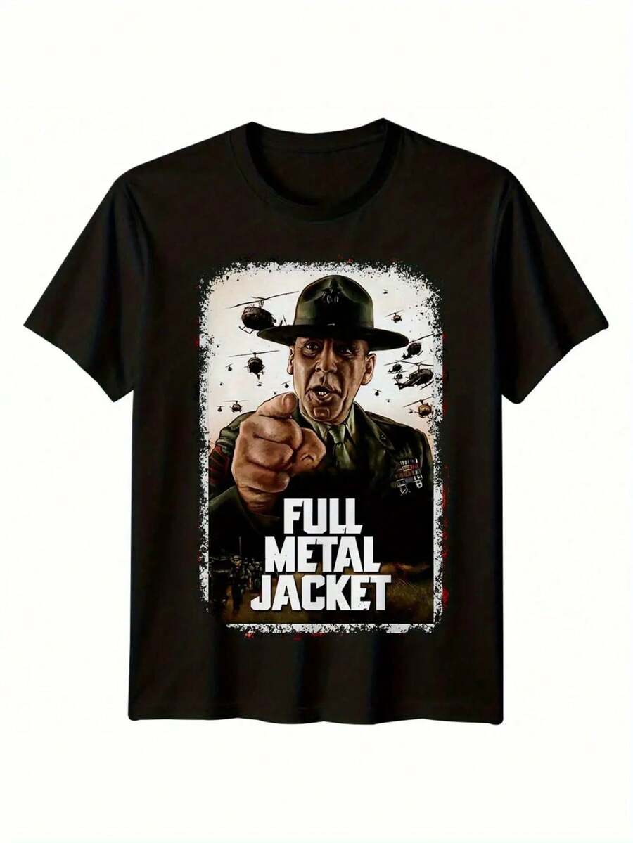 Camiseta vintage de película para hombres y mujeres - Camiseta gráfica Full Metal Jacket - Ropa de fan de película Kubrick - Camiseta de cine retro - Ropa casual suave para el día a día - Regalo para amantes de las películas clásicas - Ajuste cómodo durante todo el año, camiseta vintage, ajuste cómodo, tela transpirable, ropa unisex, patrón geométrico, material duradero, ropa para adultos, fans de Kubrick, estilo de streetwear, diseño retro, impresión duradera, camiseta de alta calidad, mercancía para fans, estética nostálgica, moda juvenil, entusiastas de la cultura pop - Negro - Ver 1