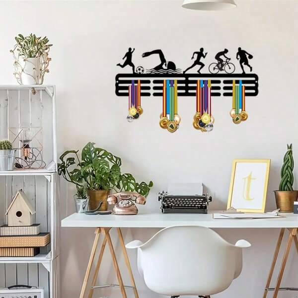 1 Stück, 15,7 Zoll x 6,0 Zoll Medaillenständer, Wandkunst aus Metall, Medaillenhalter zum Aufhängen an der Wand, für Familienwettbewerbe, Medaillenständer, als Dekoration für Zuhause, Wohnzimmer, Büro, für Valentinstag, Neujahr, Osterparty, Weihnachtsgeschenk