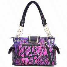 Camouflage Crown Buckle Western Concealed Carry Purse Floral Sparkle Country Handbag Women Shoulder Bag Crossbody Wallet Set - 紫色 - 查看 5