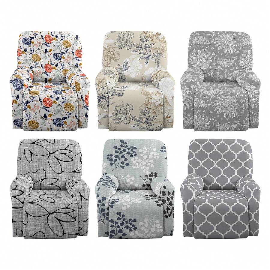 1 Juego de 4 piezas Funda elástica de cobertura total para sillón reclinable, Funda protectora impresa para sofá, Funda de tela gruesa para sillón, Asiento individual
