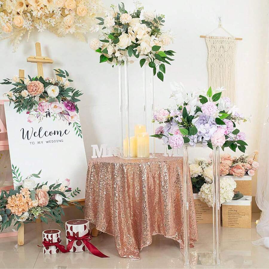 Acrylic Flower Vase, Transparent Floral Display Stand, Geometric Vase, Elegant Display Rack For Birthday Party, Wedding, Dining Table Decor