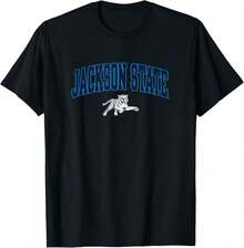 Jackson State Tigers Arch Over Logo Officially Licensed T-Shirt - Black - View 1