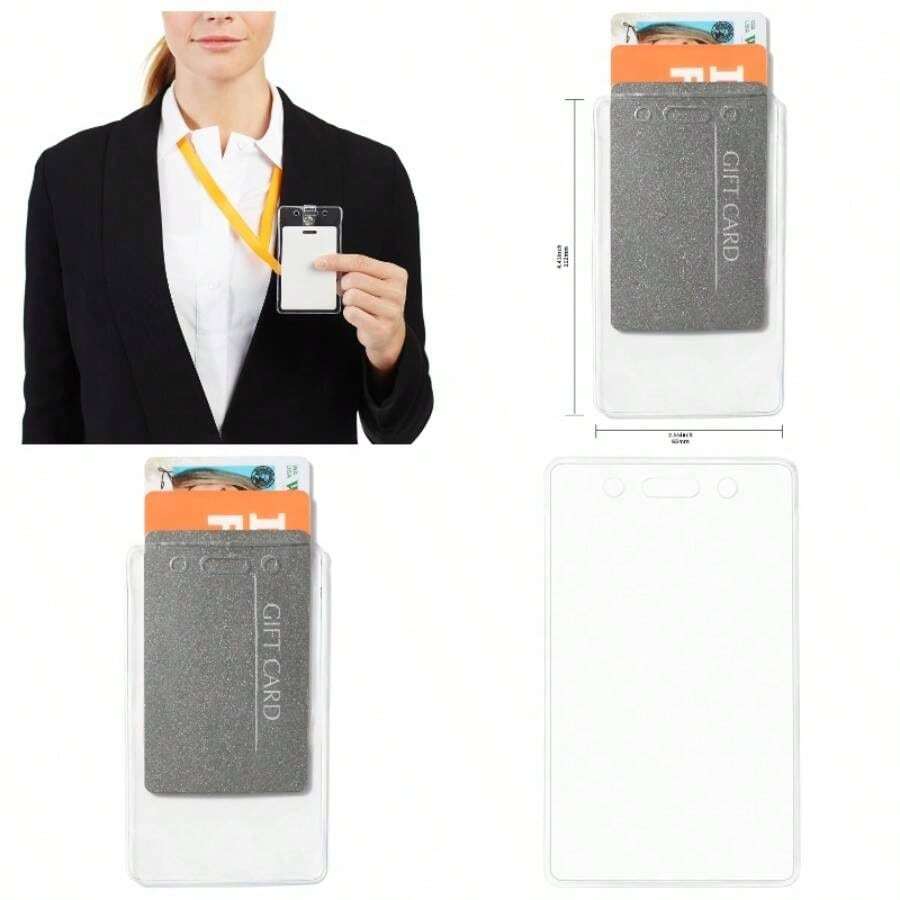 Portacredenciales, Vertical, Plstico Transparente, 6, 5x 11, 2cm, Paquete de 50 - Vertical - Ver 1