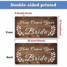 Wedding Sign Wedding Hanging Plaque Bride Groom 10x5 Inch Decorations Anniversaries Ceremony Hanging Decor Home Wall Room Wooden Reception Keepsake Double Sided Sign - 你的新娘來了 - 查看 2