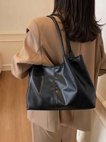 New Women's Tote Bag With Unique Design, Dual Handle, Large Capacity, Shoulder Bag For Casual And Everyday Use, Suitable For Holidays, Commuting, And Shopping - Black - View 2