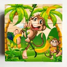 9pcs 3D Cartoon Puzzle Blocks, 6-Sided Colorful Painted Early Educational Toy For Kids, Boys & Girls, Suitable For Halloween, Christmas, Party Favors (Tray Not Included)