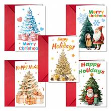 Zestaw 5 kreatywnych kartek świątecznych i kopert, eleganckie kartki świąteczne jako dekoracja na prezenty