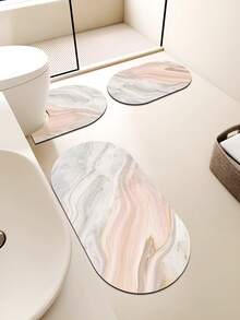 1/3 buc Covoraș Absorbant Antiderapant pentru Baie, Covoraș cu Gel de Silice, Baie cu Model Retro, Covoraș de Toaletă în Formă de U, Covoraș Absorbant pentru Chiuvetă, Covoraș de Bucătărie cu Grosime de 2,5 mm Decor de Crăciun