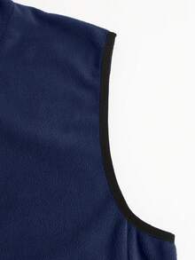 Chaleco de forro polar con cuello alto y cremallera para hombres - Prenda exterior sin mangas ligera para otoño-invierno, ideal para senderismo, viajes urbanos y actividades al aire libre con un ajuste estilizado - Azul Marino - Ver 6