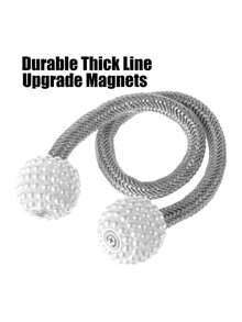 2pcs/4pcs/6pcs Gray Magnetic Curtain Clips, Faux Pearl Curtain Ties, Curtain Decorations, Magnetic Curtain Straps With Buckles, Window Tie Cord Clips For Home And Office, Pearl Decorative Cord Backing For Sheer Curtains Without Drilling - Multicolor - View 10