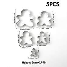 طقم قوالب قطع بشكل رجل الزنجبيل، قوالب من الفولاذ المقاوم للصدأ بشكل رجل الزنجبيل لقوالب الكوكيز والفوندان في عيد الميلاد، من كبير بقياس 4.7 بوصة إلى صغير بقياس 1.2 بوصة