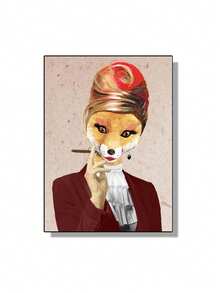 1/3 piezas Póster de pintura en lienzo con ilustración de animales de moda como gato, perro, conejo, elefante, arte de pared divertido y lindo para decoración del hogar en la sala de estar