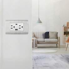 Toma USB, puertos tipo C y tipo A y 2 tomas de corriente. Toma de corriente de 2 unidades para oficina en casa. - Plateado - Ver 2