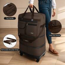36" Collapsible Suitcases With Wheels,Expandable Foldable Luggage Bag With Hardshell Base Case,Large Capacity Rolling Travel Bagfor Home Storage & Trip,Handbags Hand Bag For Travel Back To School Business Outdoor Holiday Vacation Sport Sports Travel Essentials,For Storing Winter Clothes Fall Clothes Hand Bags Gym Bag - 巧克力 - 查看 2