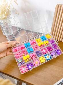 1 件儿童发饰收纳盒，15/28 槽发饰整理盒，儿童发饰收纳宝盒，儿童发饰整理盒