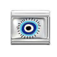 1pc Silvery Series Elegant Blue Eye Graphic Design, Luxurious Epoxy Resin Modular Necklace/Bracelet/Ring Jewelry Accessory, Suitable For Birthday, Anniversary Gifts (Single Piece, Unassembled)