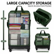 NEW YORK XPRESS 36" Collapsible Suitcases With Wheels,Expandable Foldable Luggage Bag With Hardshell Base Case,Large Capacity Rolling Travel Bag For Home Storage&Trip - 綠色 - 查看 3