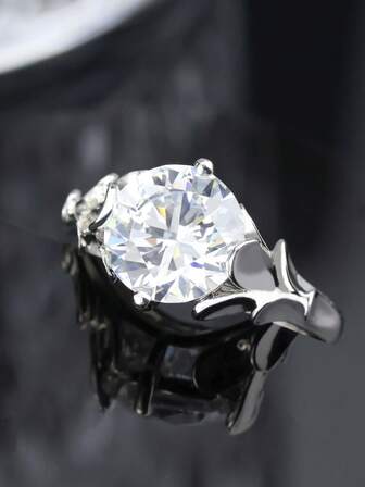 1 pieza Anillo de compromiso de plata S925 con moissanita, adecuado para compromiso, boda, uso diario, regalo de propuesta para ella, regalo del Día de la Madre