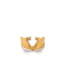 1PC Cute Rabbit Ear Women Rings Gold Color Stainless Steel Opening Adjustable Ring Jewelry, Perfect Gift For Friends, Wedding Aesthetic Jewelry