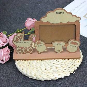 珍藏最初的回忆：1 件新生儿公告相框 - 记录出生时间、姓名、体重和身高 | 非常适合 1 岁生日、感恩节和圣诞节礼物 | 现代方形书桌装饰