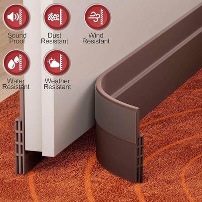 Under Door Draft Stopper[Length 1m, Width 50mm], Adjustable Door Sweep Anti-Collision Strong Adhesive Weather Stripping Tape Soundproof Draught Stoppers