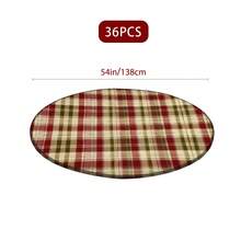 1/36 pièces Nappe de table de Noël à carreaux rouges et noirs, housse de table ronde en mélange de polyester à ajustement élastique pour une utilisation intérieure/extérieure, décoration hivernale toutes saisons (Noël, Thanksgiving, Nouvel An), décoration de fête facile à nettoyer et durable, décoration de table festive, décoration saisonnière pour la maison, motif flocon de neige, installation de repas en extérieur, nappe pour table à manger