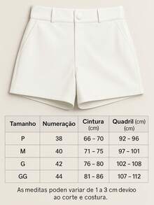 Women's Leather Shorts High Waist With Pockets Fashion - trắng - Xem 2
